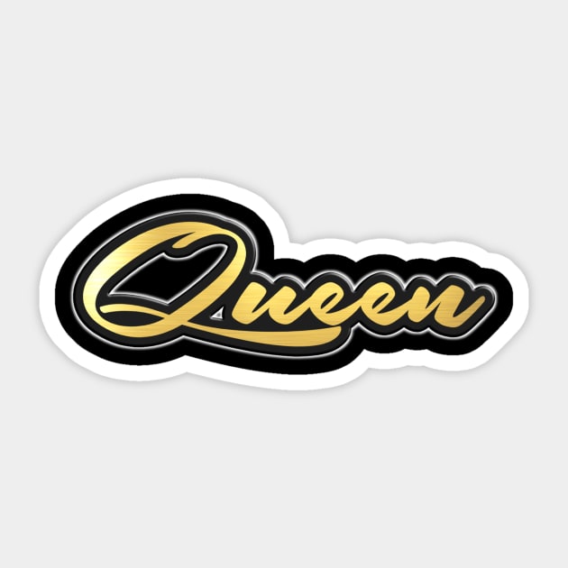 Shiny black and Gold QUEEN word ver6 Sticker by Donperion